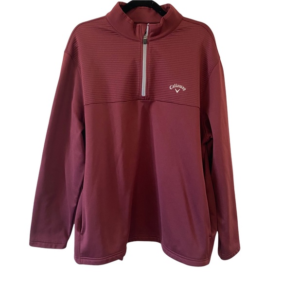 Callaway XL 1/4 Zip Pullover Sweater Men Maroon Golf Shirt - Picture 12 of 13